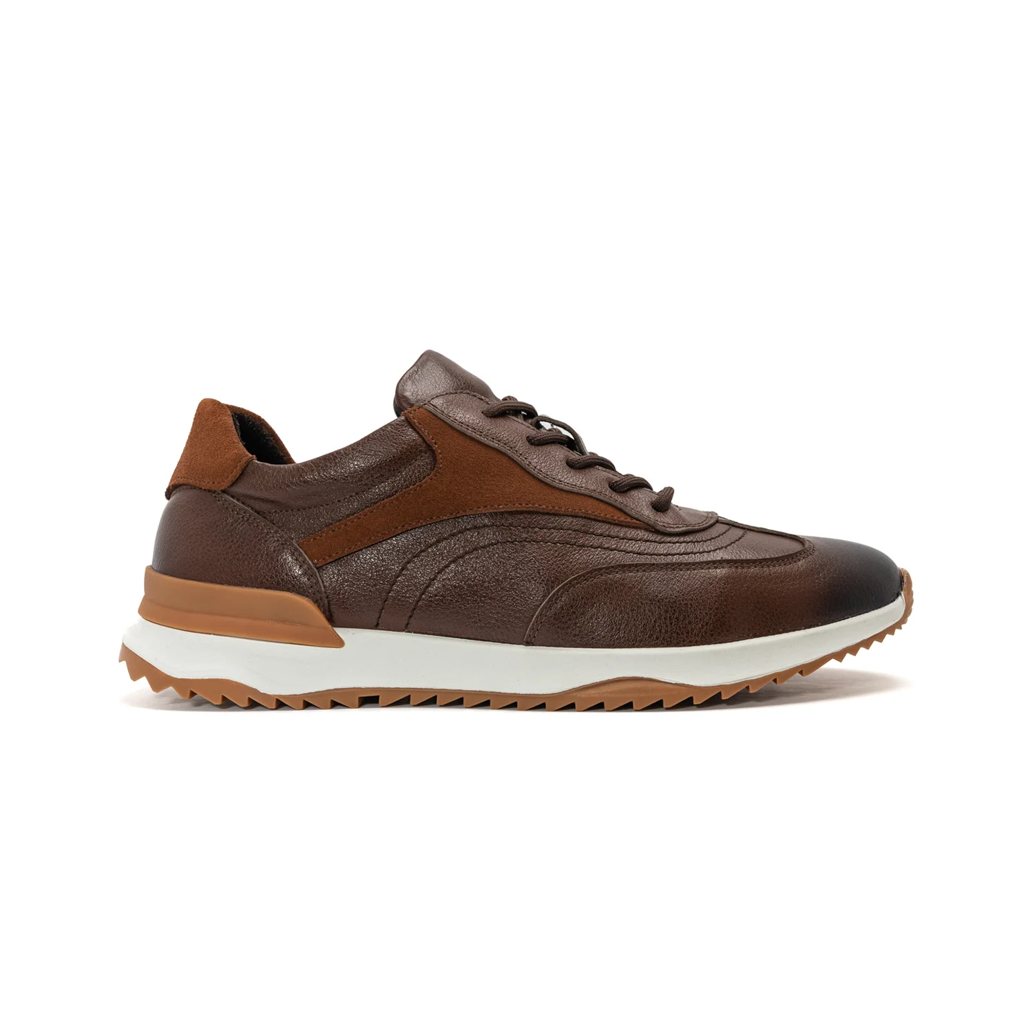 Brown Leather Lace Up Sneakers — Image 1