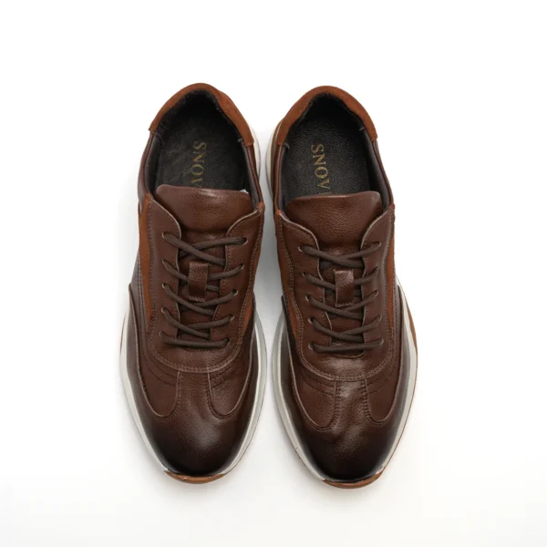 Brown Leather Lace Up Sneakers front