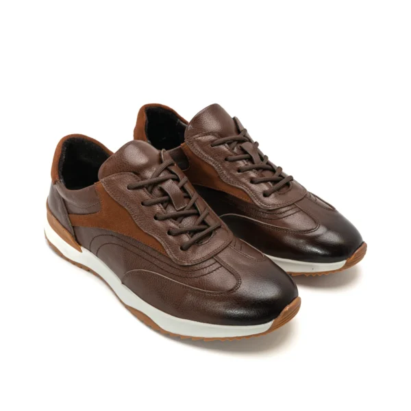 Brown Leather Lace Up Sneakers pair