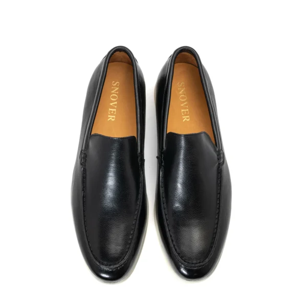 Calf leather loafers black front by snover