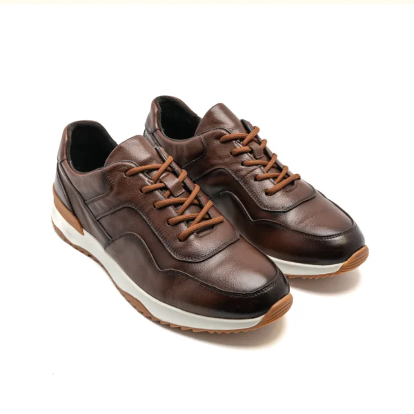 Low Top Brown Leather Sneakers pair