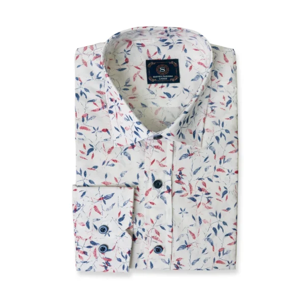 Red Blue Leaves Printed shirt