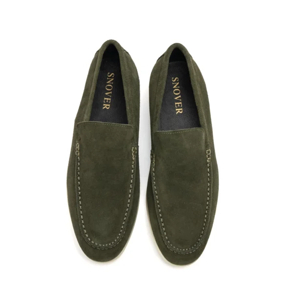 Suede Loafers-Olive Green front