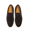 Suede loafers brown front by snover