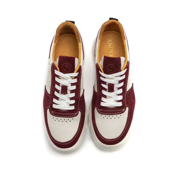 Suede sneakers burgundy off white pair snover