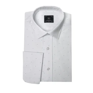 White Cotton Shirt With Black Dotts