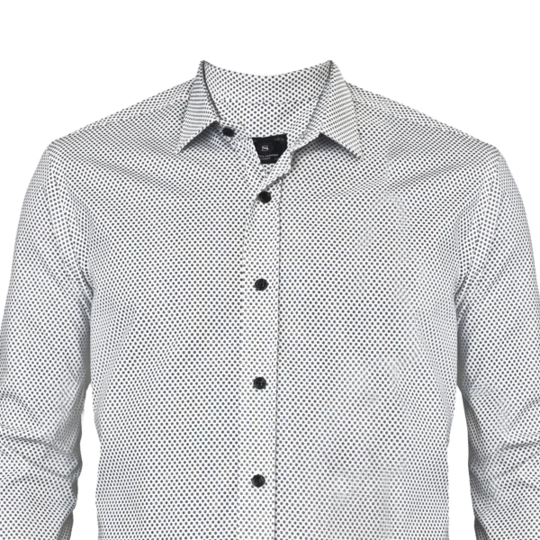 White Shirt with Dark Dot Pattern chest
