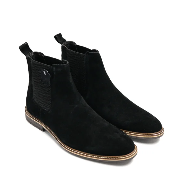 Black Chelsea leather boots side pair