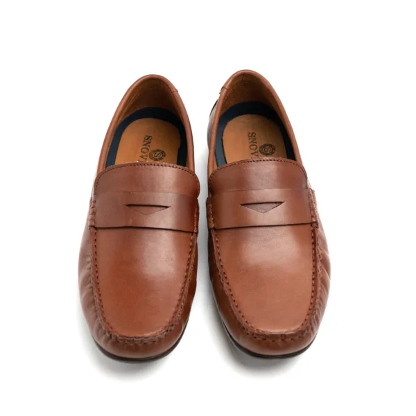 Brown leather loafers os12 pair front
