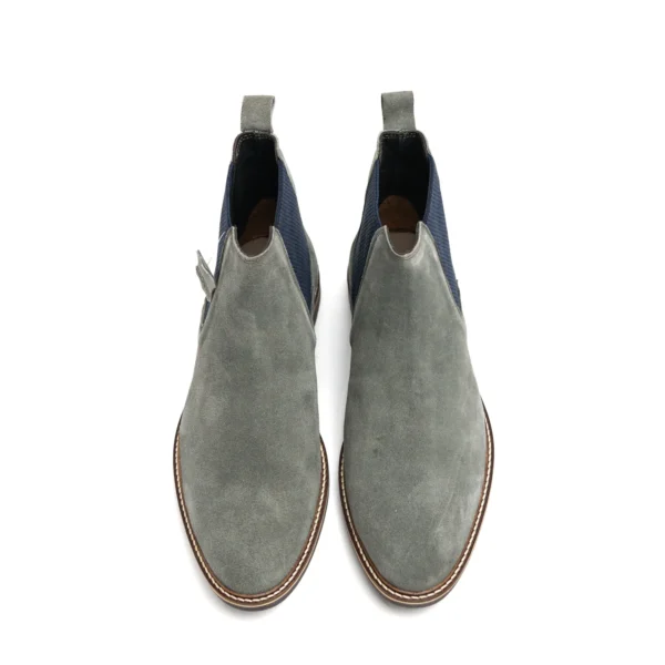 Grey Chelsea Leather Boots pair front