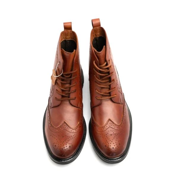 High Ankle Brown Wingtip Shoes pair front