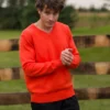 Orange Merino Wool Sweater for men