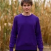 Purple Merino Wool Sweater for men