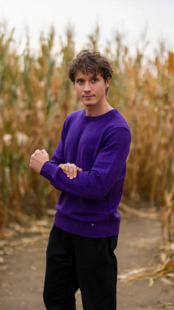 Purple Merino Wool Sweater for men