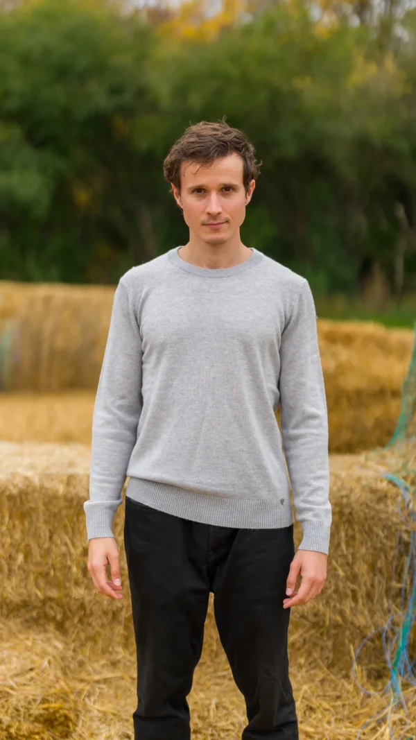 Grey Merino Wool and Cashmere Sweater