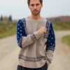 Beige Merino Wool Sweater Paisley Pattern