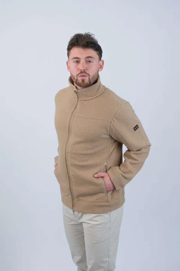 Beige Zip Up Sweater for men