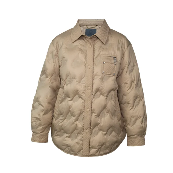 Wave Quilted Down Jacket Beige