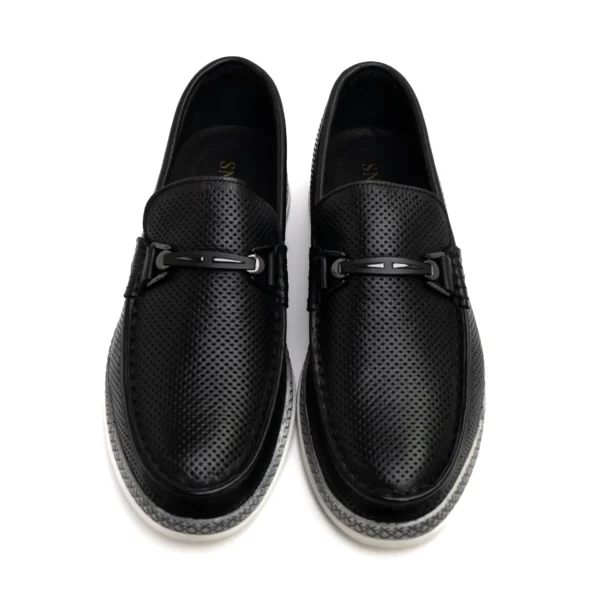 Men's Black Loafers with Dots leather shoes