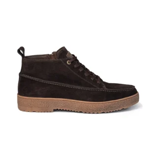 Dark Brown Suede Moc Toe Ankle Boot