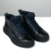 Navy Blue Leather High-Top Sneaker front