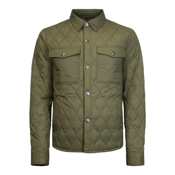 Olive Green Quilted Down Jacket